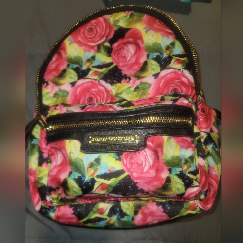Juicy Couture Pink and Green Floral Backpack